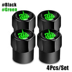 Red Skull Valve Stem Caps | 4-Pack Aluminum Alloy Tire Valve Covers for Cars, Trucks, Mo detail view