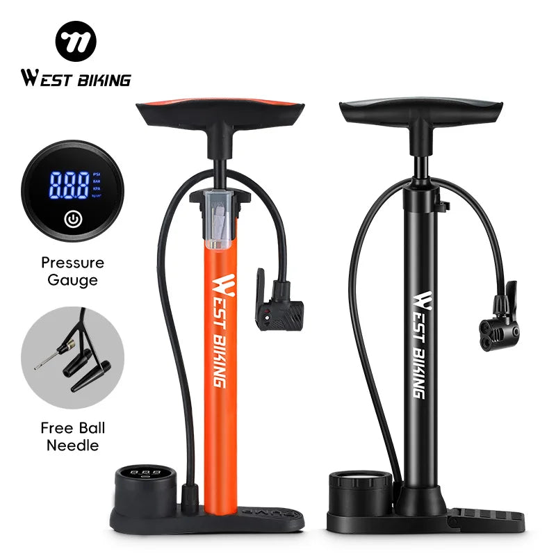 WEST BIKING Bike Pump | 150/160PSI High Pressure Digital Gauge Bicycle Tire Inflator