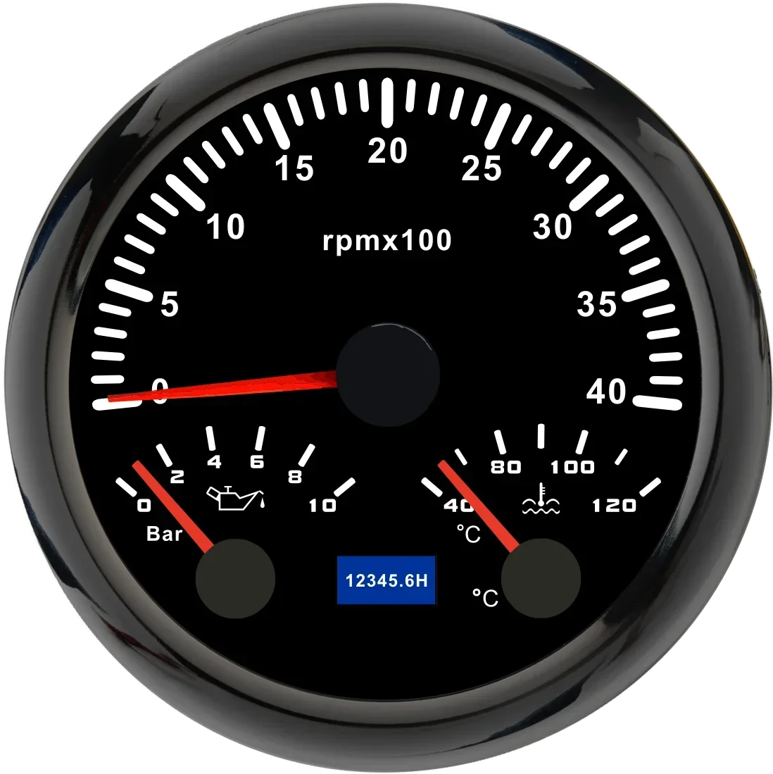MH 85mm 3-in-1 Gauge Tachometer Water Temp Oil Pressure | 12V Car Boat 8000RPM 7 Colo lifestyle view