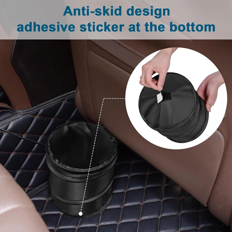 Car Trash Can Leak-Proof Collapsible PVC Pop Up Garbage Bin close-up view
