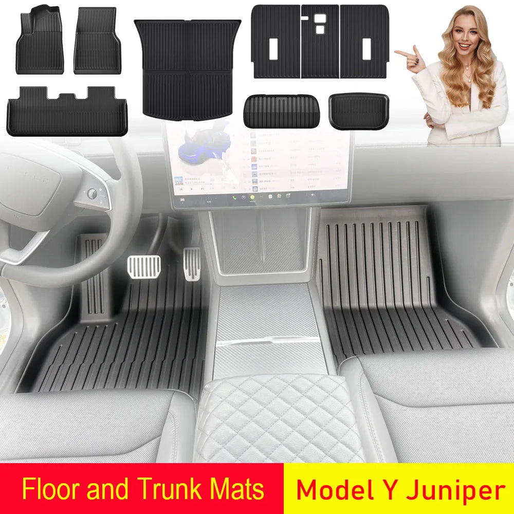 Tesla Model Y Juniper 2025–2026 All-Weather Floor Mats | Cargo Liner, Trunk & Seatback Pad