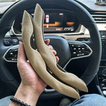 Leather Steering Wheel Cover 15 Inch Anti-Slip close-up view