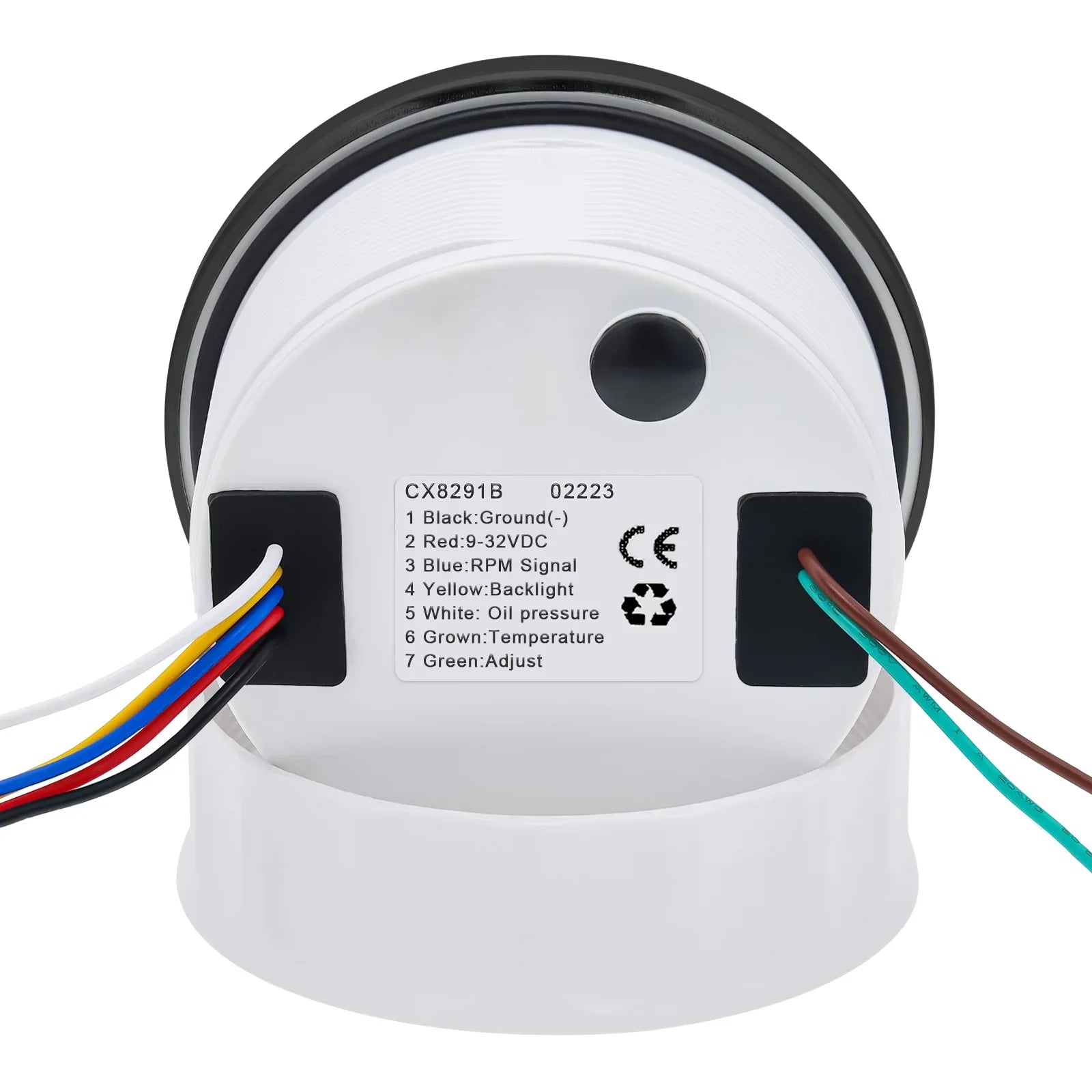 MH 85mm 3-in-1 Gauge Tachometer Water Temp Oil Pressure | 12V Car Boat 8000RPM 7 Co additional angle