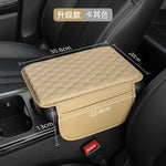 Car Armrest Cover Pad with Storage Bag Leather Anti-Slip Center Console Armrest Protector Cushion with Pocket