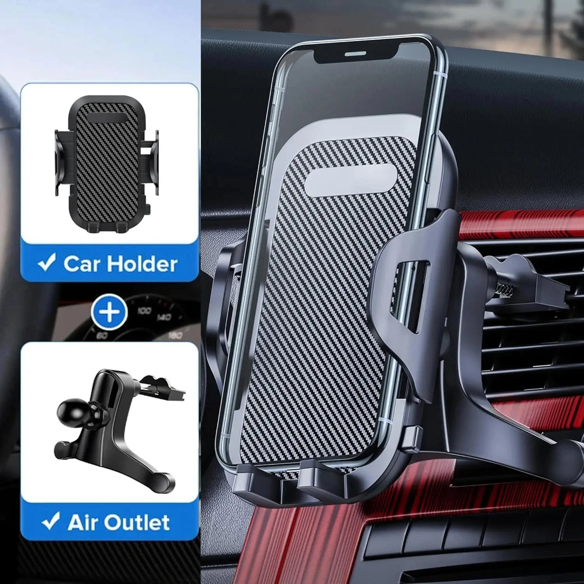 3-in-1 Universal Car Phone Mount Holder CradleDashboard Windshield Air Vent Suction Cup detail view