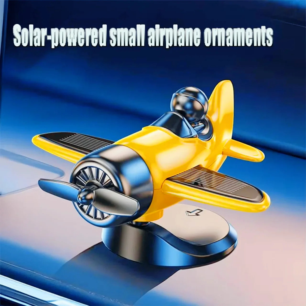 Solar Powered Rotating Airplane Car Dashboard Ornament 360° Auto Spin Decor Airplane Orn detail view
