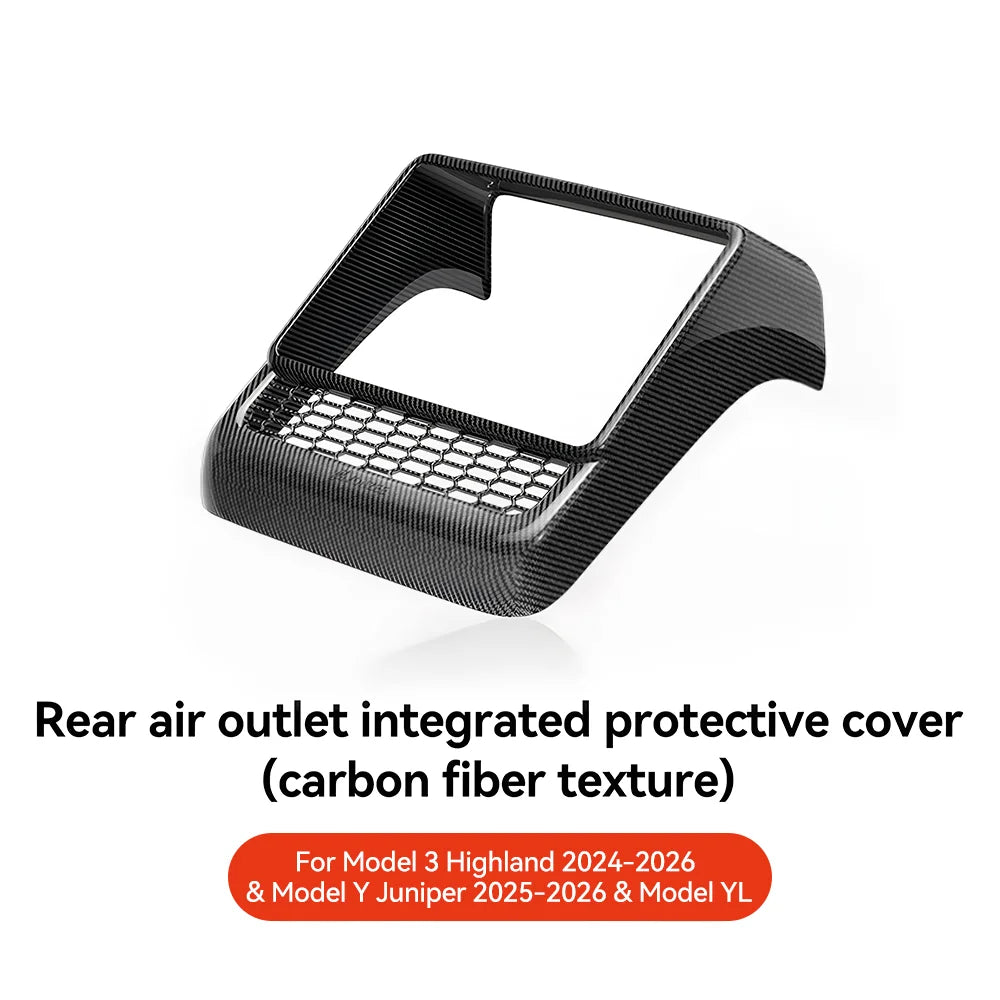 Tesla Model 3 & Model Y Rear Center Console Air Vent Dust Cover | Interior Protection close-up view