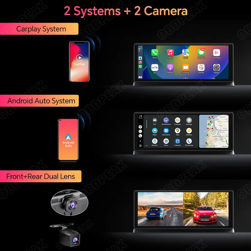 K2 Pro 11.3" Dash Cam 4K 2160P Car DVR Recording Carplay & Android Auto Wireless Conn alternate view