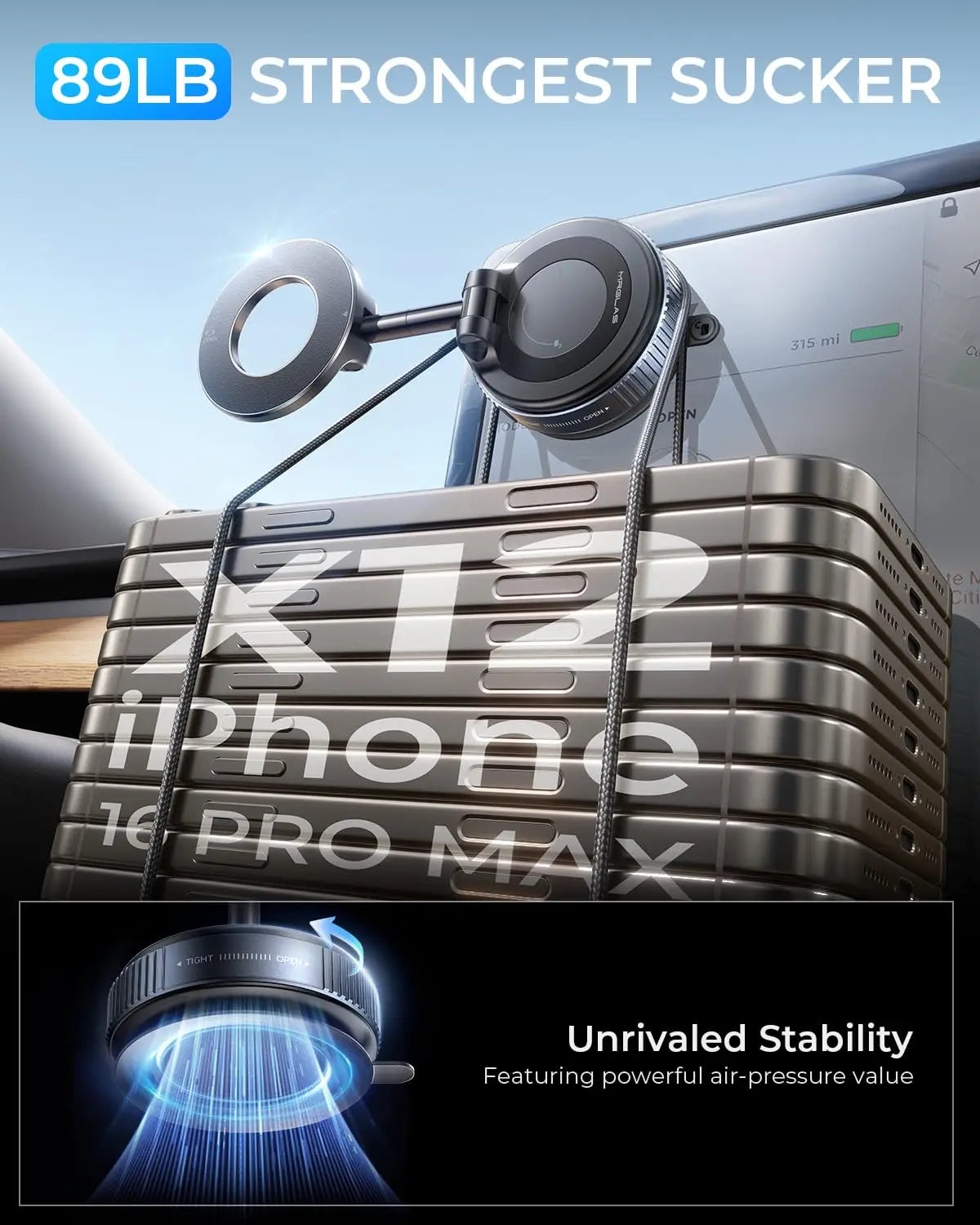 MagSafe Car Phone Holder | Universal Magnetic Mount for iPhone and Android detail view