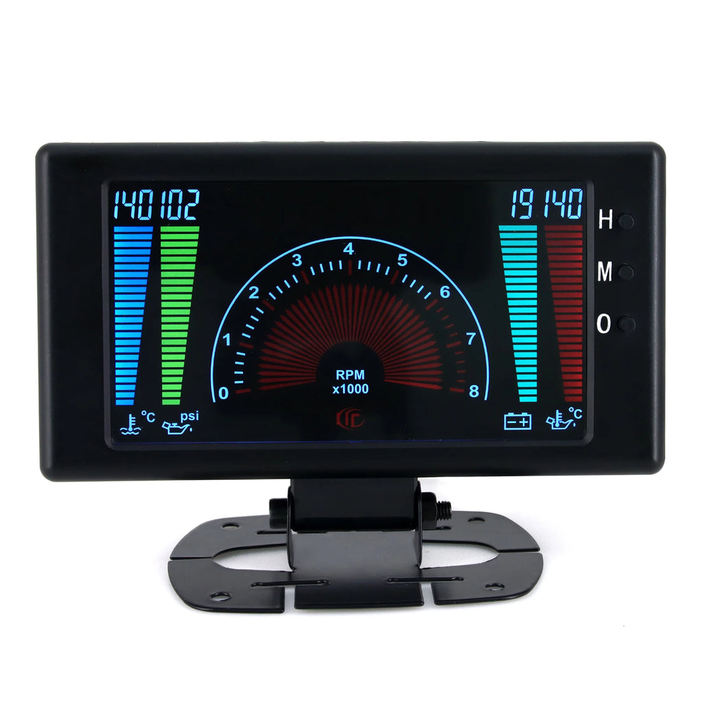 5-inch 6-in-1 LCD Large Screen Automotive Multifunctionol Instrument Ponel Vehicles Gauge 12V Water Temp Voltage Oil Pressure