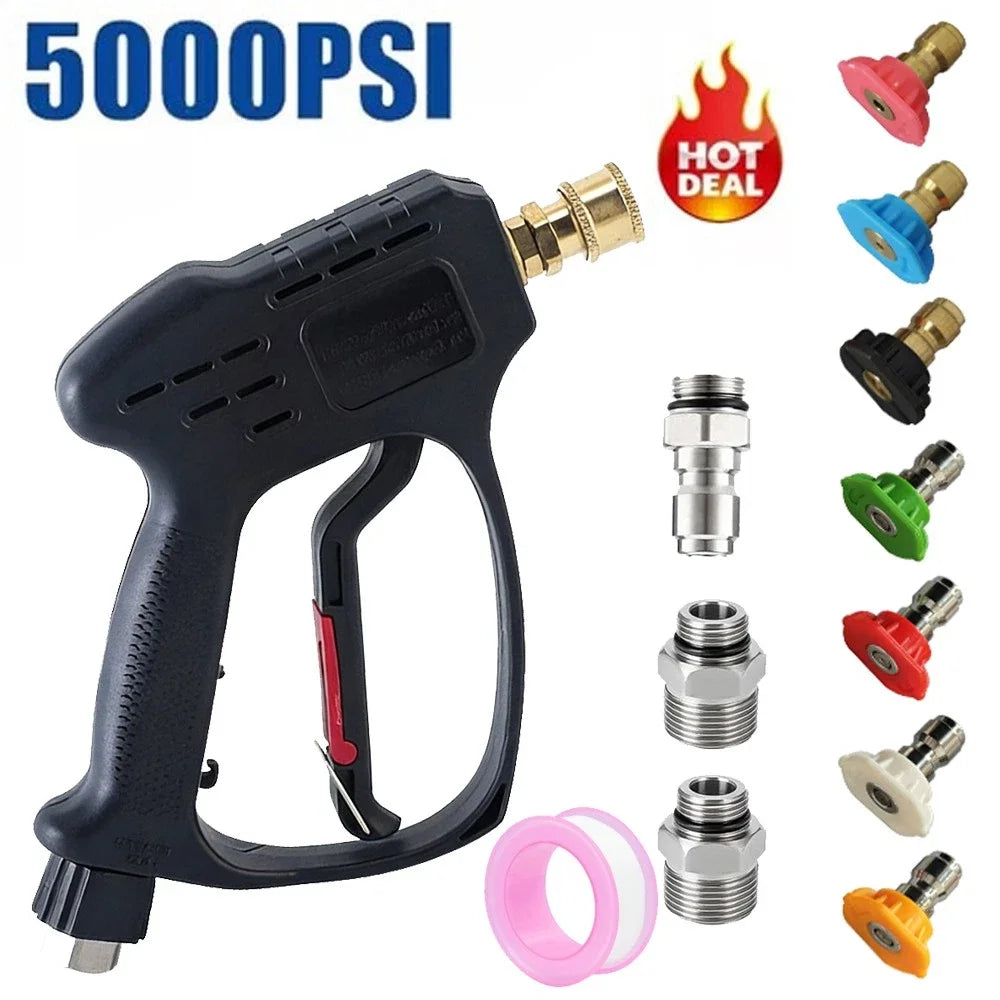 Pressure Washer Gun Car Washing Gun With 7pcs Soap Spray Nozzles 14mm 15mm M22 Socket 1/4" Quick Release Foam Gun Car Water Gun