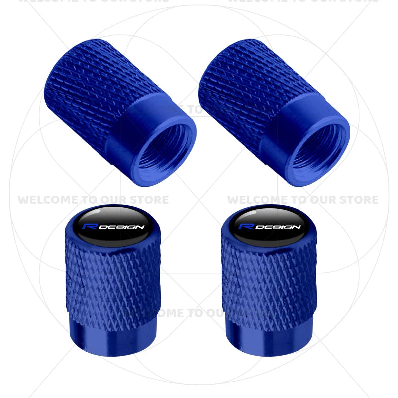 For Volvo R Design Emblem Aluminum Tire Valve Caps | 4-Pack Dust Covers alternate view