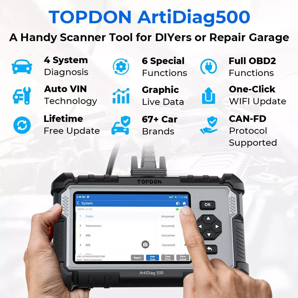 OBD2 Scanner TOPDON ArtiDiag500 Car Diagnostic Tool 4 Systems OBD2 Diagnostic Scanner Engine ABS SRS Airbag Auto Scan Tool Code