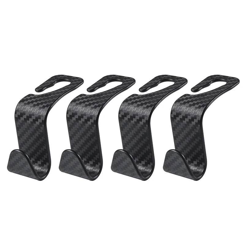 4Pcs Carbon Fibre Hook Car Seat Headrest Hook Auto Back Seat Organizer Hanger Handbag alternate view