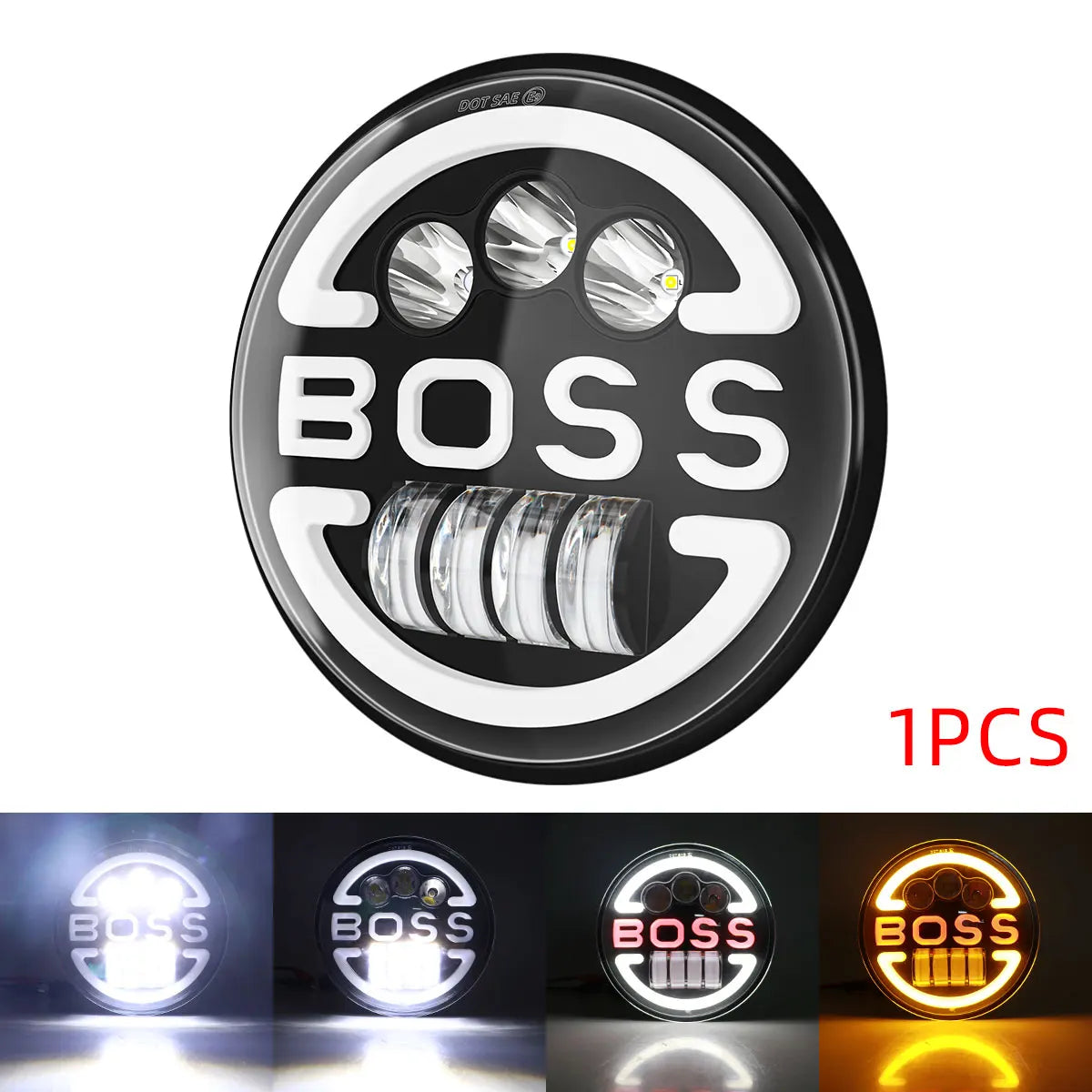 7 Inch Aluminum Work Light with DRL and Turn Signal | 96W Dual Color for RV and Offroad detail view