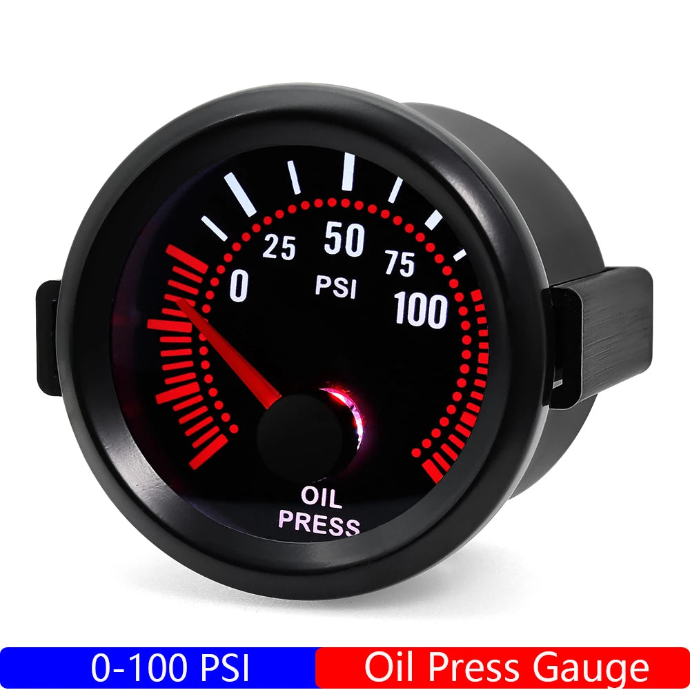 Universal Gasoline Car 2" 52MM Tachometer Water Temperature Oil Temp Boost Meter PSI B close-up view