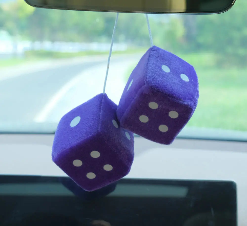 Plush Dice Car Pendant Cute Dice Jewelry Auto Rearview Mirror Hanging Ornament Car Inter detail view