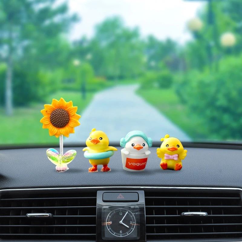 3/4/5/6/7pcs Anime Figure Little Yellow Duck Model Decor Cute Car Mounted Ornament Au alternate view