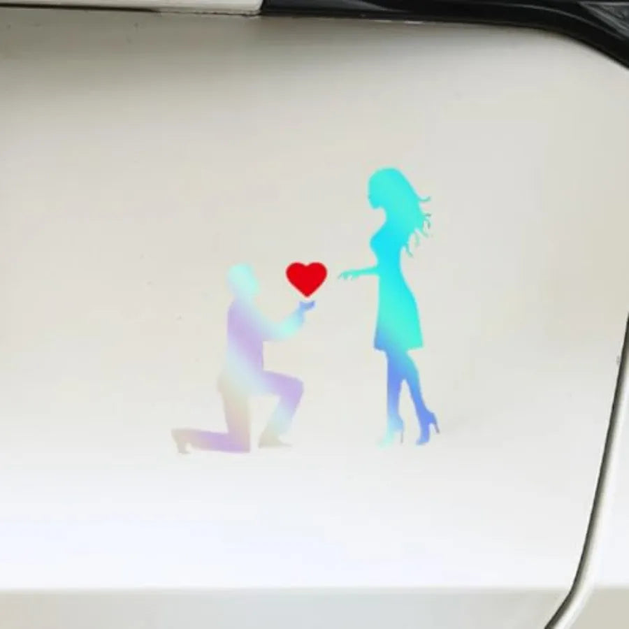 Kneel on One Knee Marriage Proposal Car Sticker | Romantic Couple Vinyl Decal
