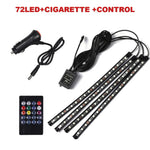 72/48/36 LED RGB Car Foot Ambient Light with USB Cigarette Automotive Interior Lights St detail view