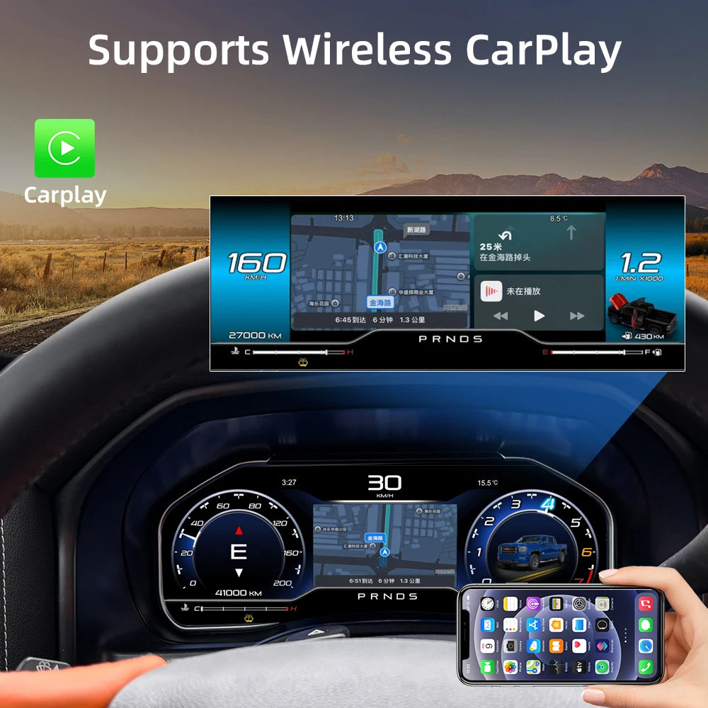12.3-Inch Digital Instrument Cluster for Chevy GMC | Wireless CarPlay Speedometer Upgrad detail view