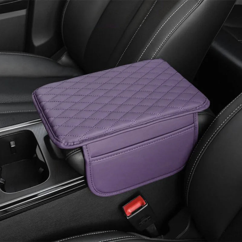 Upgraded Microfiber Leather Car Center Console Armrest Cover Cushion | with 2 Storage Bags | Universal for Most Cars
