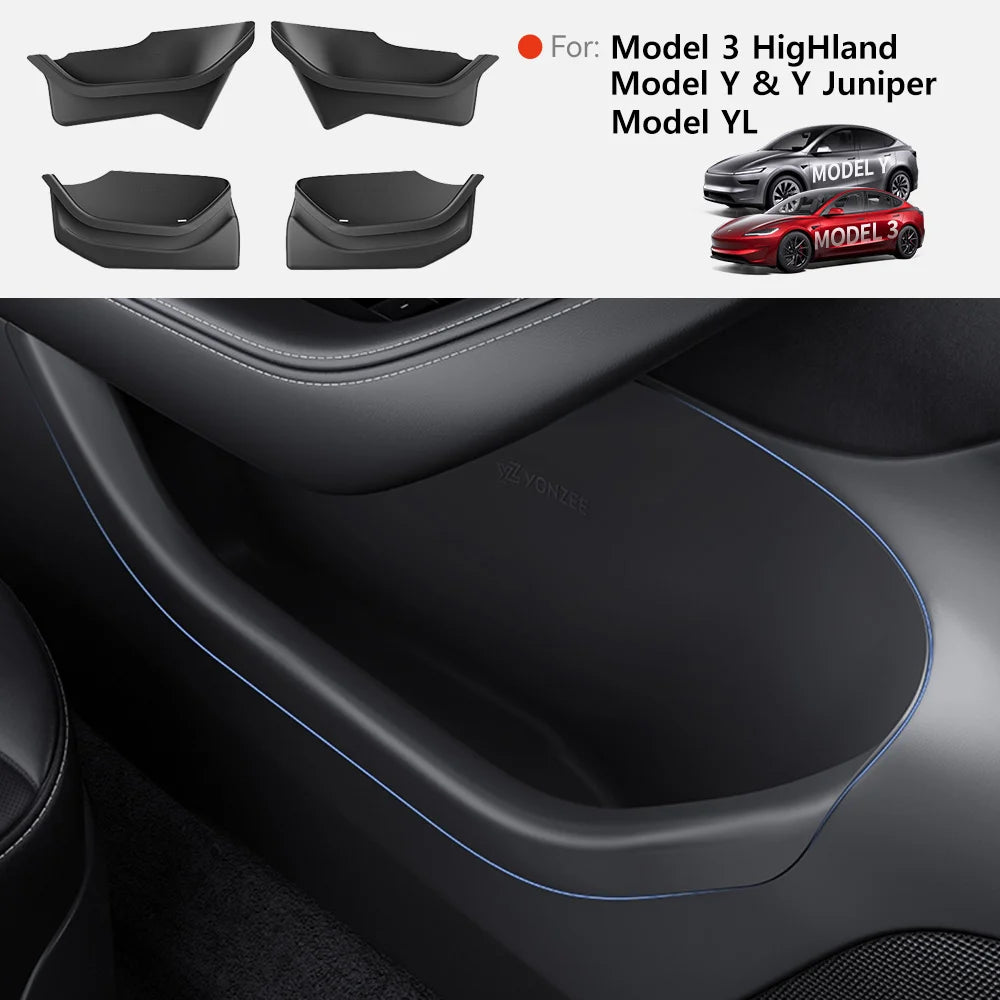 YZ Car Door Side Storage Box For Tesla Model Y 3 YL Juniper Highland Door Organizer Tray Trash Can I