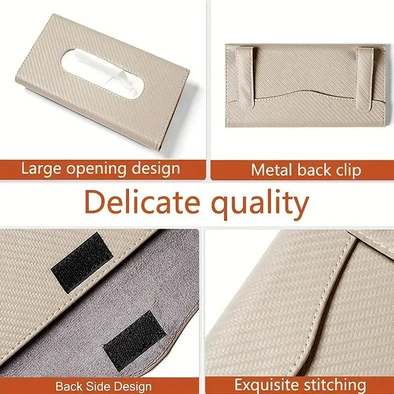 1PC Car Tissue Holder, Sun Visor Napkin Box, Comes with Tissue Paper. Suitable for All close-up view