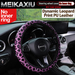 New style Women's Leopard Pattern PU Leather Steering Wheel Cover Car Decoration Ri additional angle