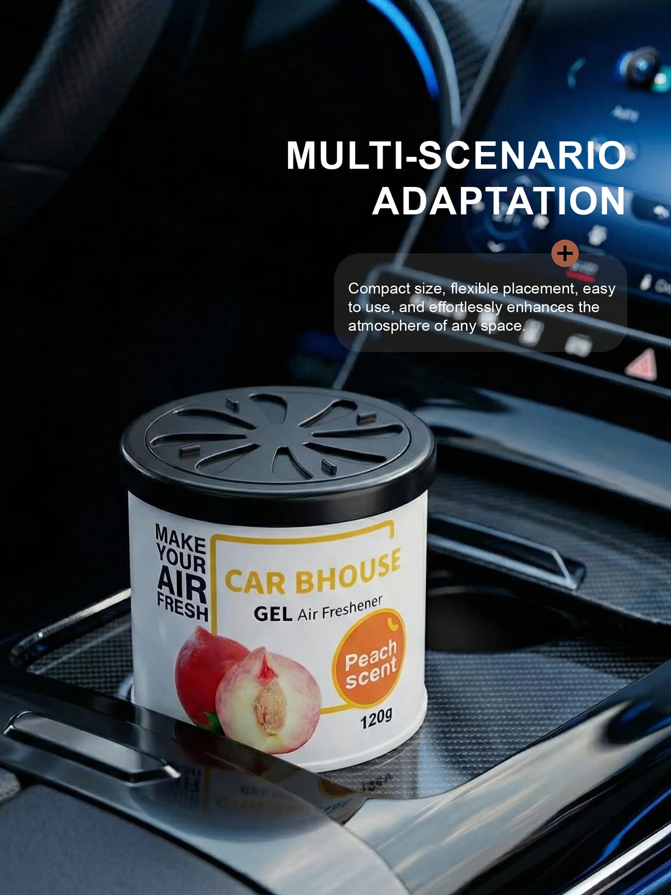 Dual-Purpose Car and Home Air Freshening Gel | 120g Long-Lasting Fruity and Floral Sce close-up view