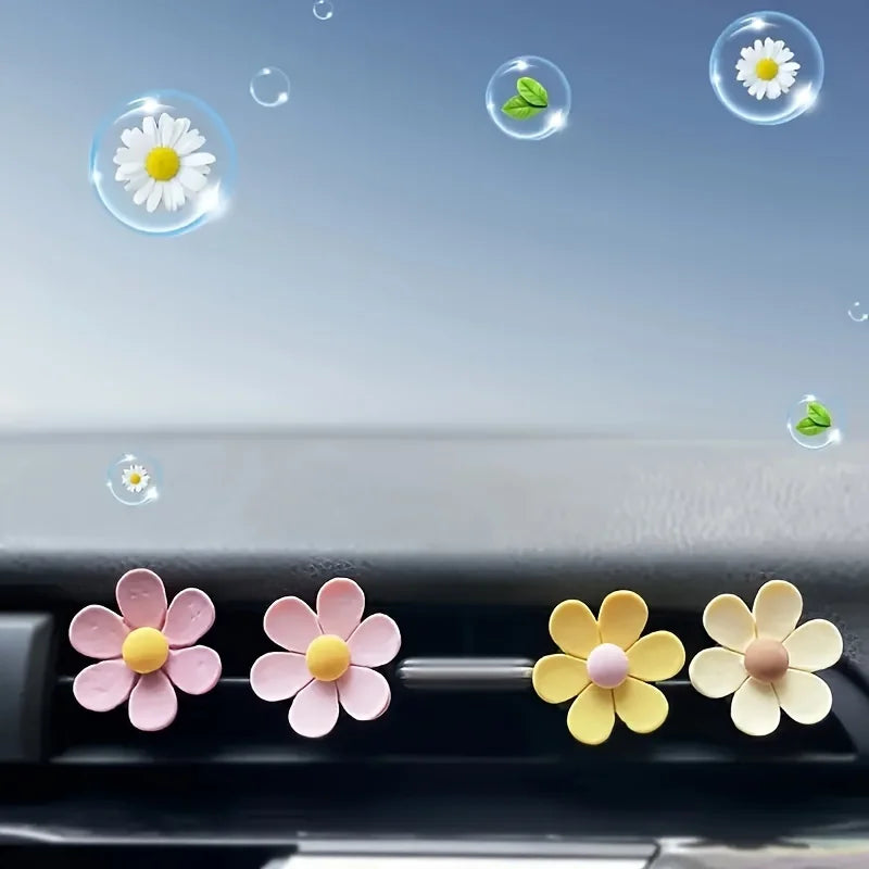 4pcs Car Outlet Vent Perfume Clips Candy-colored Flower Car Air Freshener Air Conditioning Outlet Incense Car Accessories