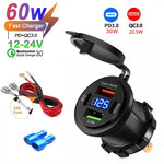 New Car USB Charger PD3.0 & QC3.0 Fast Charging Socket with Voltmeter On/Off Switch 1 lifestyle view