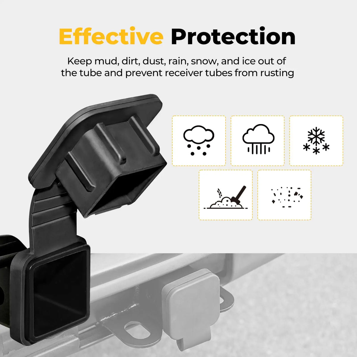 Trailer Hitch Cover 2-Inch Waterproof Towing Hitch Covers Uni-versal Plug Tube Cap additional angle