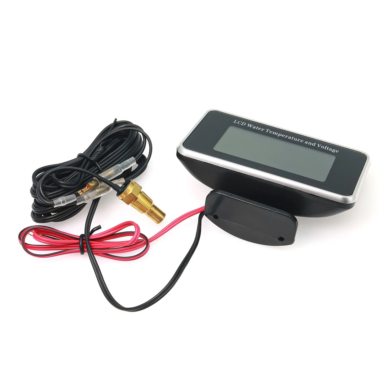 HD Car LCD Water Temperature Meter Thermometer Voltmeter Gauge 2in1 Temp&Voltage Meter 10mm Sensor 26~40mm Adapter(Option)12V/24