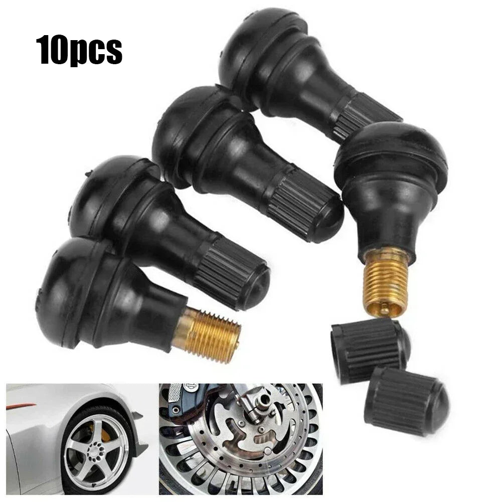 10Pcs Tire Valves TR412 Tubeless Rubber Tyre Valve Stems with Plastic Valve Cap Brass Core