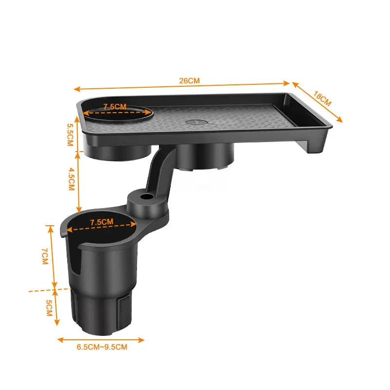 Car Cup Holder Expander | Multi-Function Drink Holder with Food Table and 360-Degree alternate view