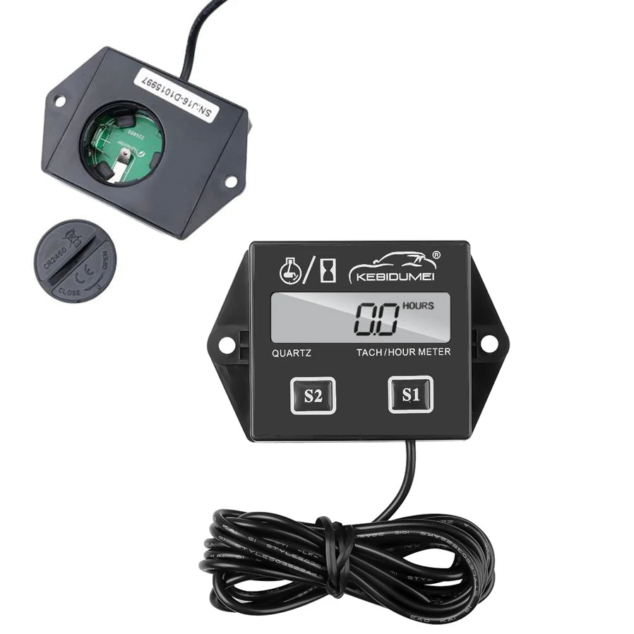 Digital Engine Tach Hour Meter Tachometer Gauge Inductive Display | For Motorcycle Ma alternate view