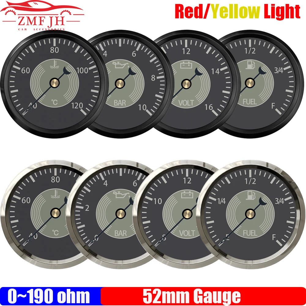 Retro Classic 52mm Gauge Set | Oil Pressure Voltmeter Fuel Water Temp for Car Boat 12V24V