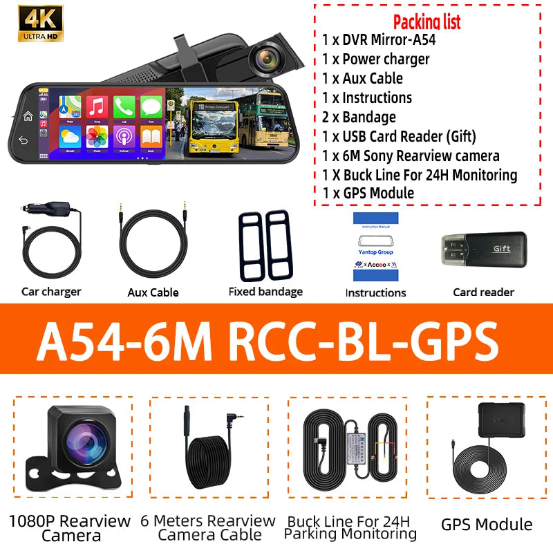 4K HD Car DVR Touch Screen | Dash Cam with Carplay & Android Auto additional angle