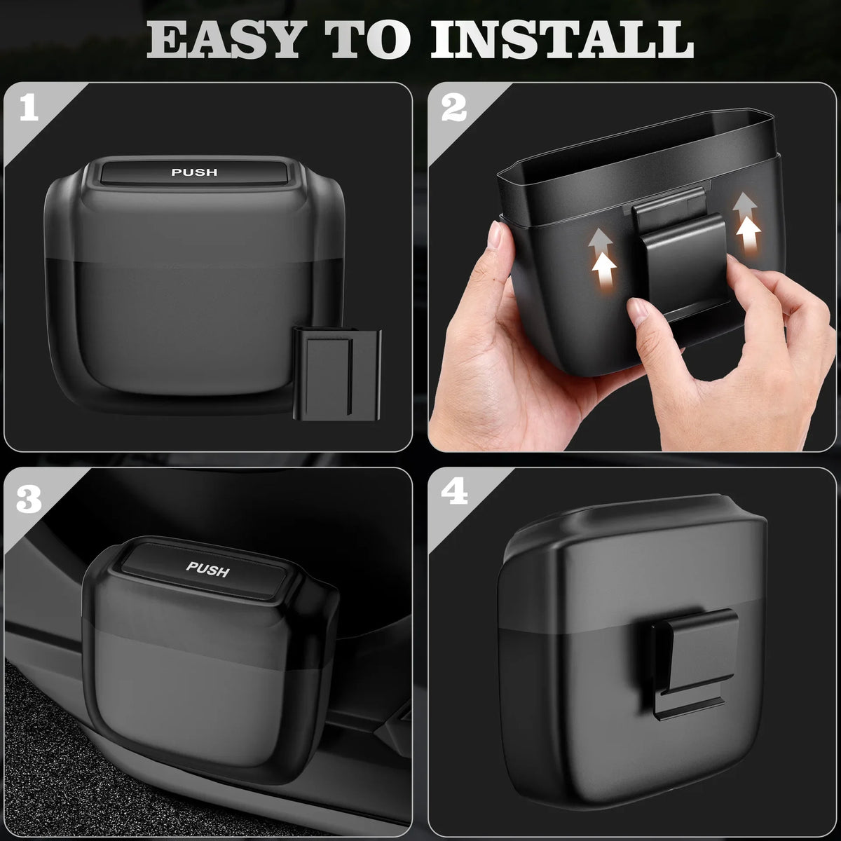 Mini Car Trash Can Hanging Storage Box ABS Side Door Built-in Trash Bag additional angle