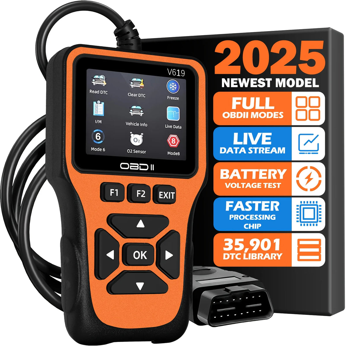 Professional OBD2 Scanner, Upgraded OBDII & CAN Code Reader, Real‑Time Data, Battery Tes detail view