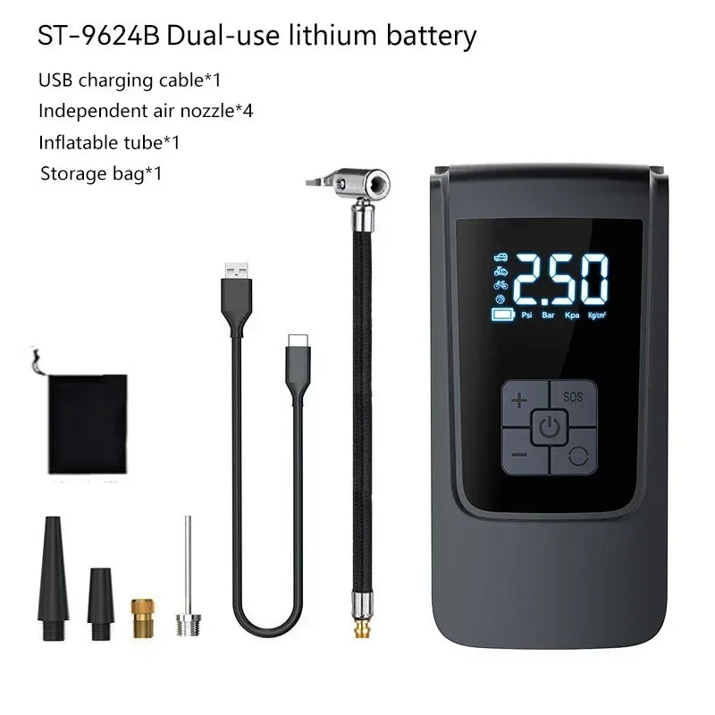Wireless Car Air Pump Portable Air Compressor Electric Tire Inflator with LCD Digital Di detail view