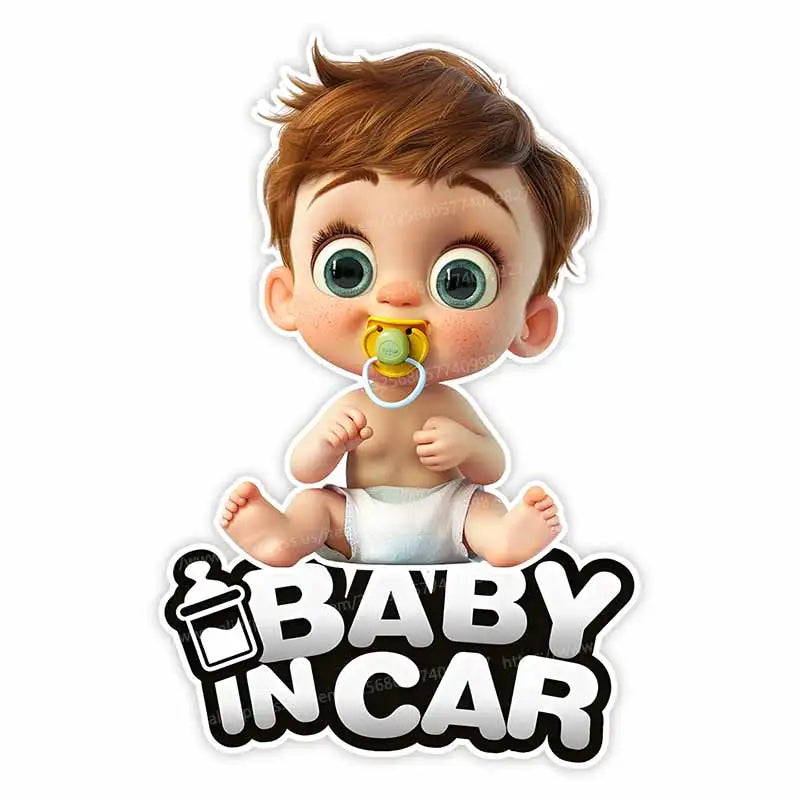 Cute Baby Pacifier in Car Warning Sticker | Baby Safety Car Window Decal detail view