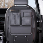 Car Seat Back Organizer with Tissue Holder, Rhombic Pattern Leather Storage Bag alternate view