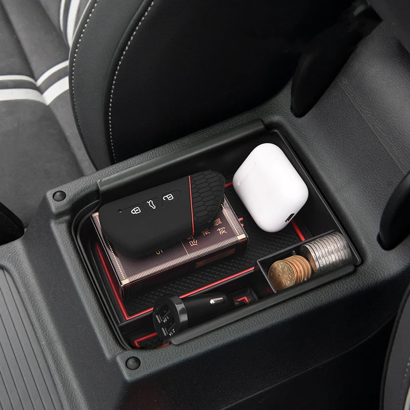 For Volkswagen VW Golf 8 Mk8 2019~2025 Car Armrest Storage Box Center Console Co-pilot Layered Pocket Organizer Case Accessories