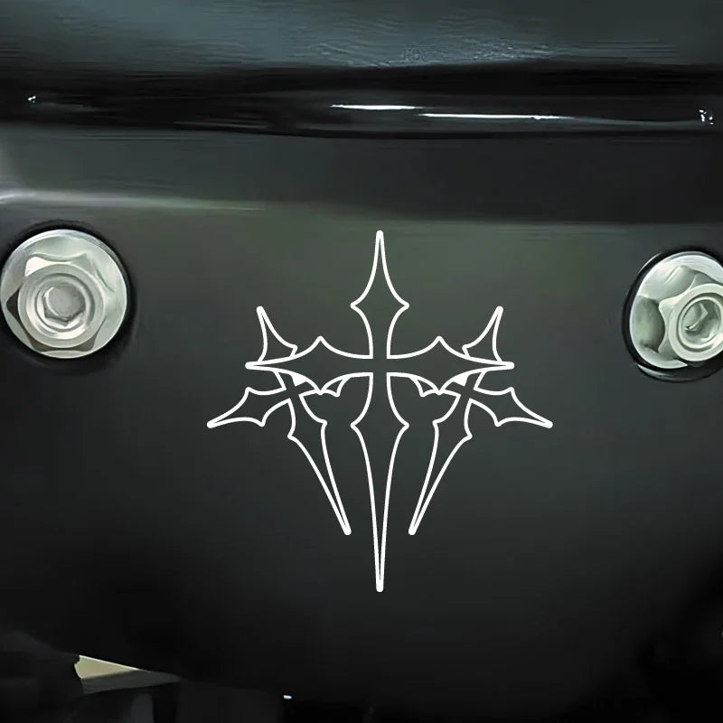 High-Quality Three-Cross Car Stickers Waterproof PVC Faith Automotive Decal Customizab close-up view