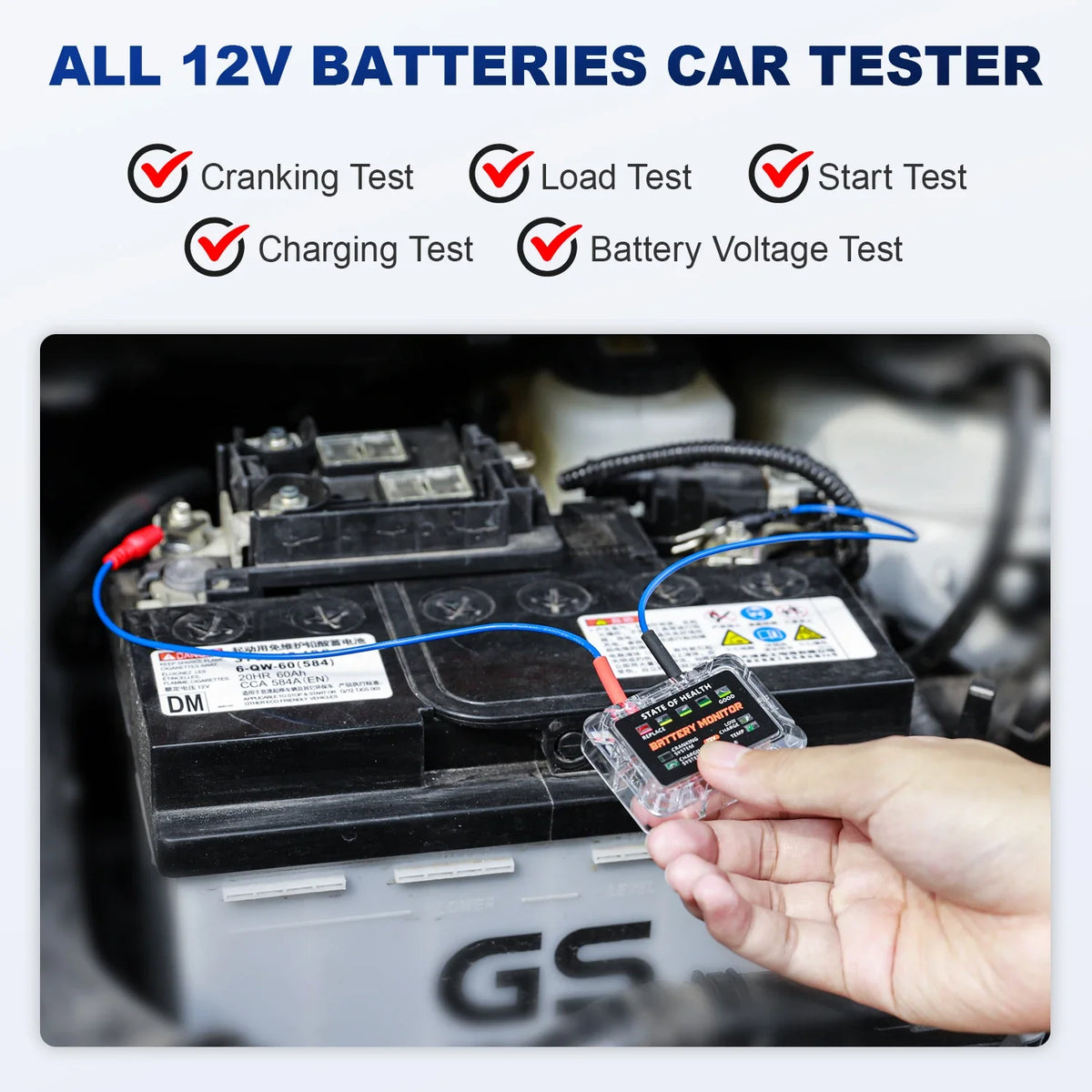 ANCEL BM200 PRO 12V Car Battery Capacity Tester Monitor LED Display Waterproof SOH SOC Battery Health Analyzer Auto Tester Tools