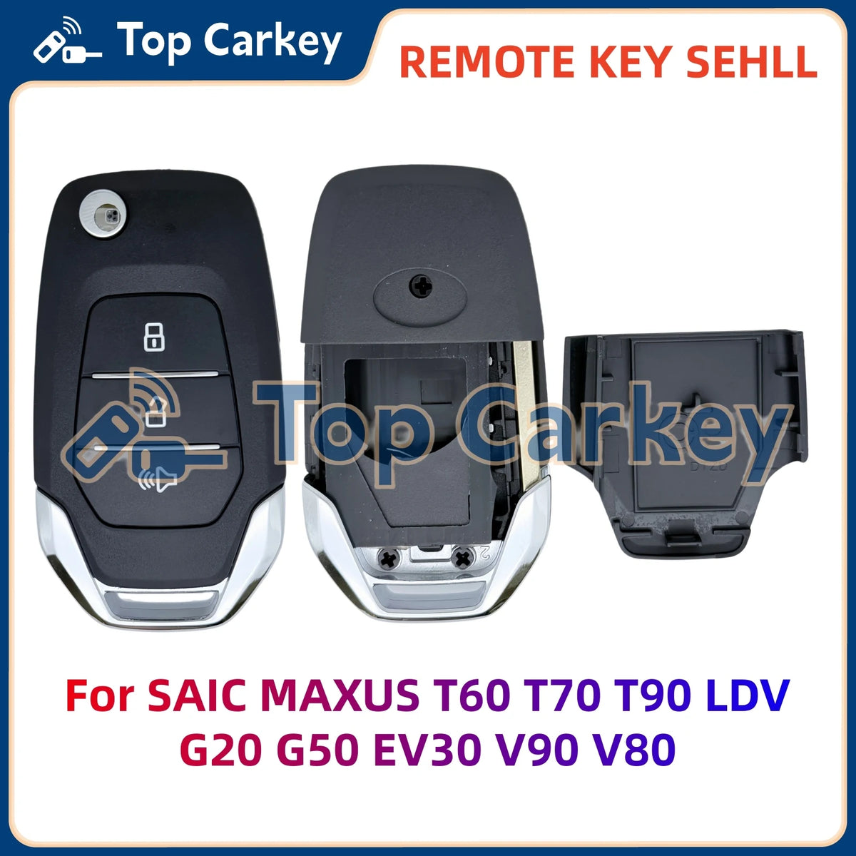 TopCarkey Replacement Flip Remote Key Shell Fob Housing Case for SAIC MAXUS T60 T70 T alternate view