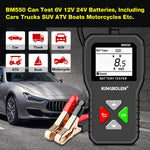 KINGBOLEN BM550 6V 12V 24V Car Battery Tester，Auto Battery Analyzer 100-2000 CCA BM550 Battery Tester, Accurate Digital Automotive Alternator Tester for Cars Trucks SUV ATV Boats Motorcycles