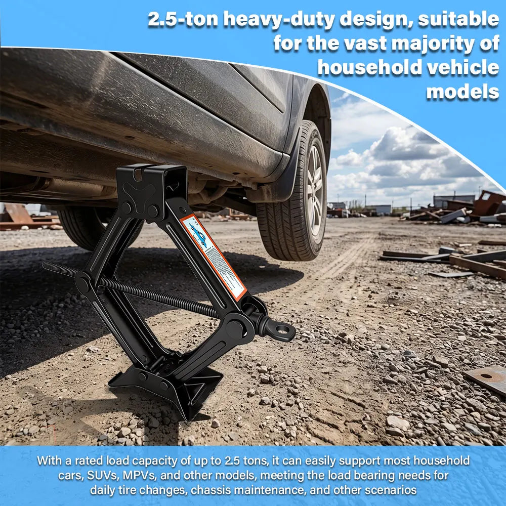 1.5T/2T Car Scissor Jack Auto Emergency Crank Lift Stand Labor-Saving Repair & Tire Repl detail view